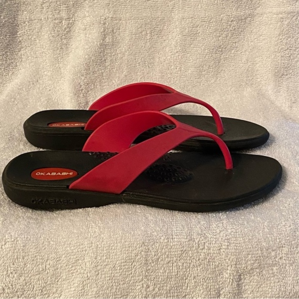 Okabashi Shoes Sandal’s Flip Flops Women’s‎ Size M/L Red Black Made In USA